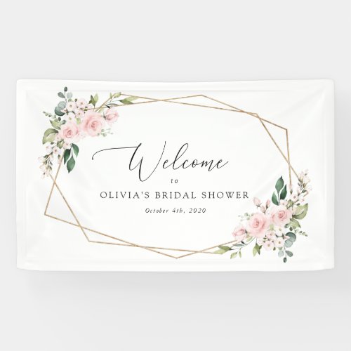 Blush Flowers Pink Flowers Boho Bridal Welcome Banner