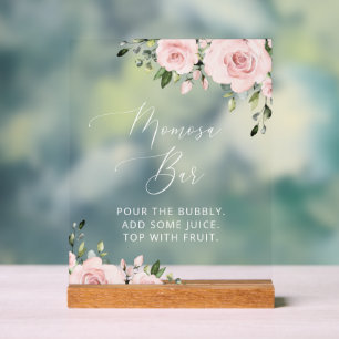 Blush Flowers, Pink Flowers, Boho, Momosa Bar Acrylic Sign