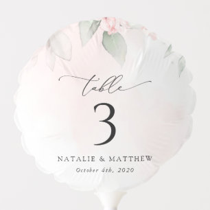 Blush Flowers, Pink Flowers, Boho, Table Numbers Balloon