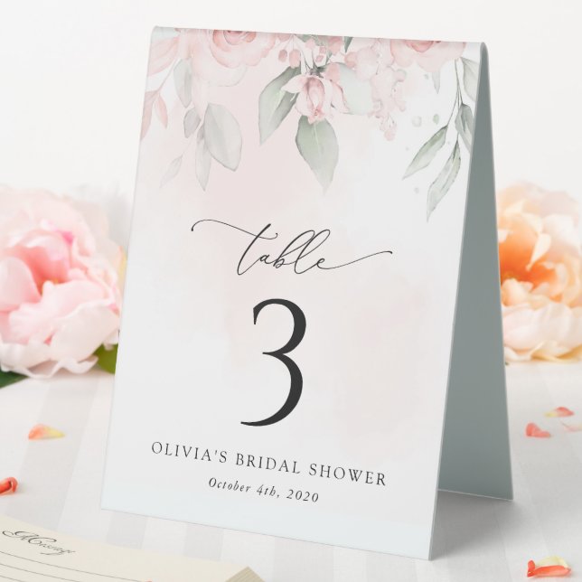 Blush Flowers, Pink Flowers, Boho, Table Numbers Table Tent (In SItu (Wedding))