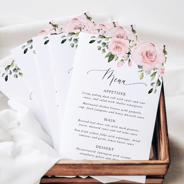 Blush Flowers, Pink Flowers, Boho, Wedding Menu (Creator Uploaded)