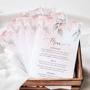 Blush Flowers, Pink Flowers, Boho, Wedding Menu