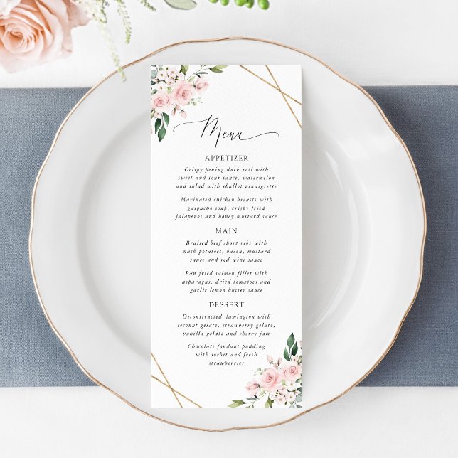 Blush Flowers, Pink Flowers, Bridal Shower Menu (Creator Uploaded)