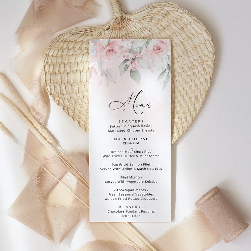 Blush Flowers Pink Flowers Bridal Shower Menu