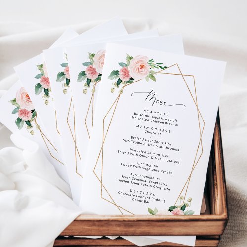 Blush Flowers Pink Flowers Bridal Shower Menu