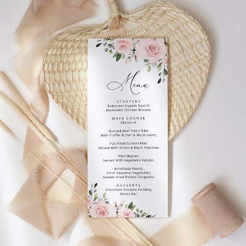 Blush Flowers Pink Flowers Bridal Shower Menu