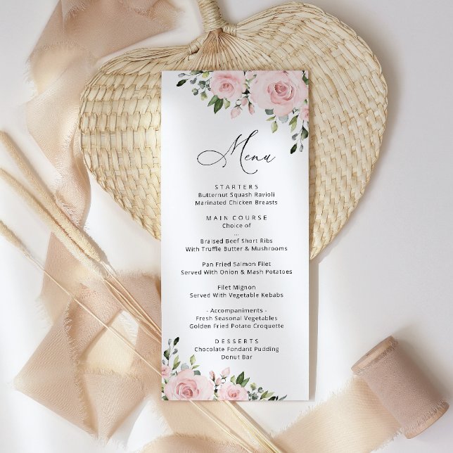 Blush Flowers, Pink Flowers, Bridal Shower Menu (Creator Uploaded)