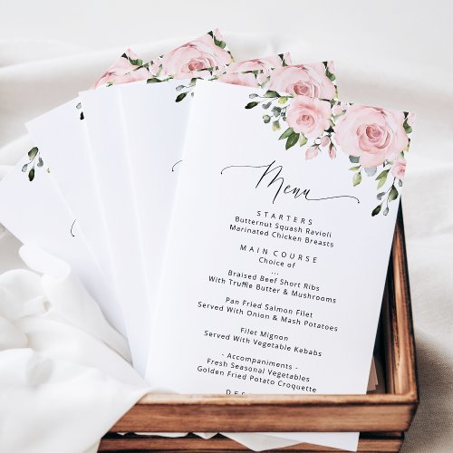 Blush Flowers Pink Flowers Bridal Shower Menu