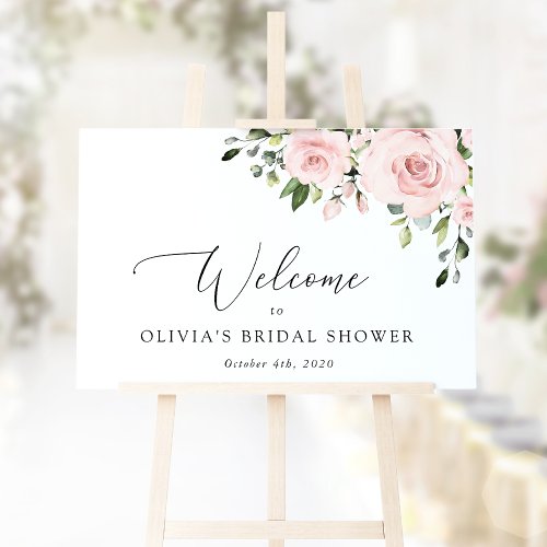 Blush Flowers Pink Flowers Bridal Shower Welcome Poster