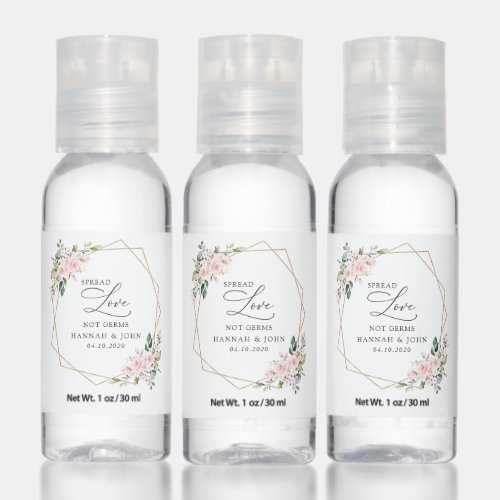 Blush Flowers Pink Flowers Greenery Wedding Hand Sanitizer