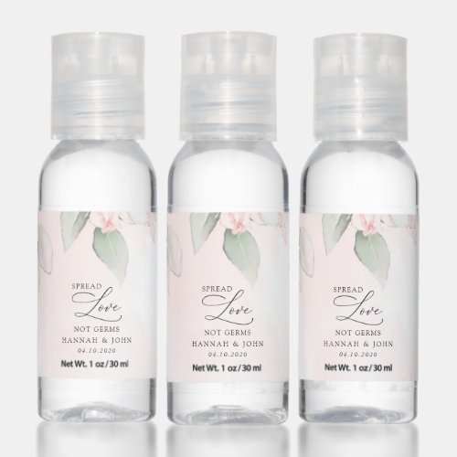 Blush Flowers Pink Flowers Greenery Wedding Hand Sanitizer