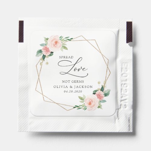 Blush Flowers Pink Flowers Greenery Wedding Hand Sanitizer Packet