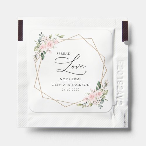 Blush Flowers Pink Flowers Greenery Wedding Hand Sanitizer Packet