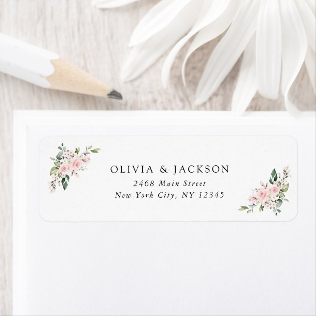 Blush Flowers, Pink Flowers, Greenery, Wedding Label (Insitu)