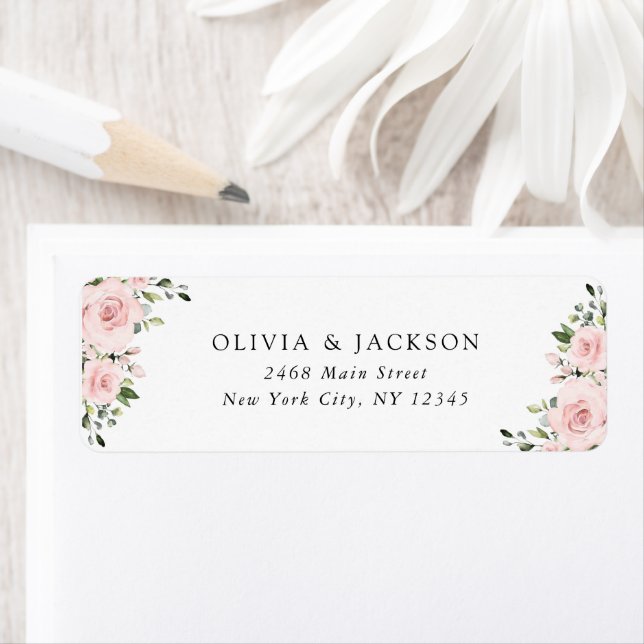 Blush Flowers, Pink Flowers, Greenery, Wedding Label (Insitu)