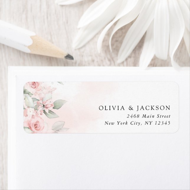 Blush Flowers, Pink Flowers, Greenery, Wedding  Label (Insitu)