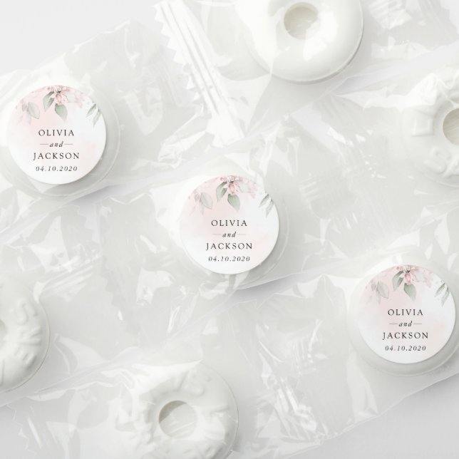 Blush Flowers, Pink Flowers, Greenery, Wedding Life Saver® Mints (Assorted)