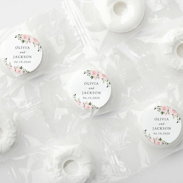 Blush Flowers, Pink Flowers, Greenery, Wedding Life Saver® Mints (Assorted)