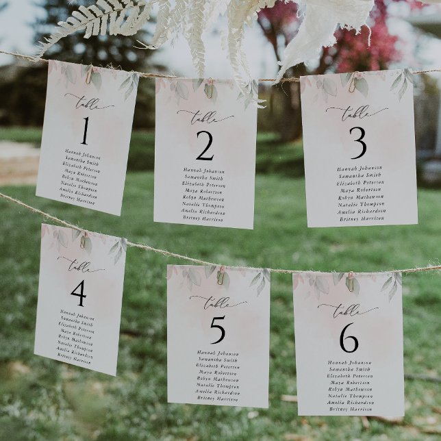 Blush Flowers, Pink Flowers, Seating Chart Cards (Creator Uploaded)