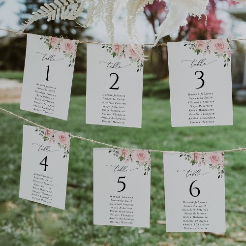 Blush Flowers Pink Flowers Seating Chart Cards