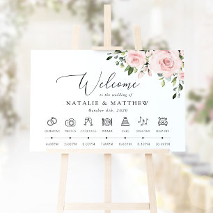 Blush Flowers, Pink Flowers, Wedding Timeline Foam Board