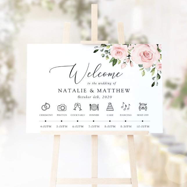 Blush Flowers, Pink Flowers, Wedding Timeline Sign (Creator Uploaded)