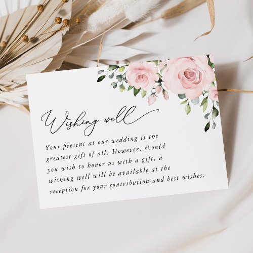 Blush Flowers Pink Flowers Wedding Wishing Well Enclosure Card