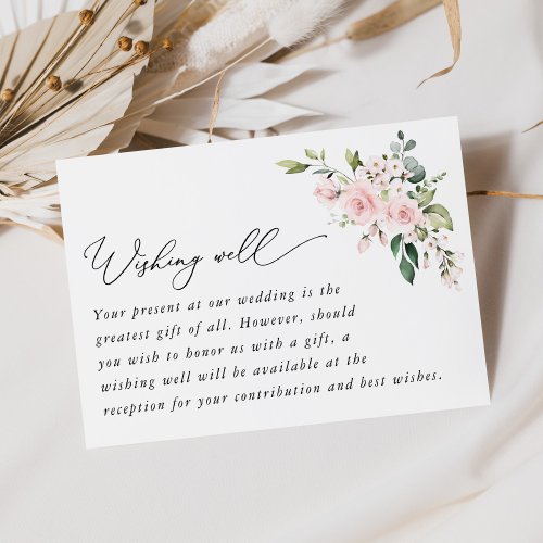 Blush Flowers Pink Flowers Wedding Wishing Well Enclosure Card