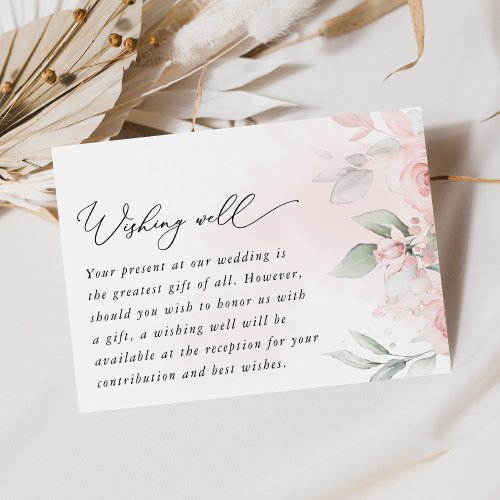 Blush Flowers Pink Flowers Wedding Wishing Well Enclosure Card