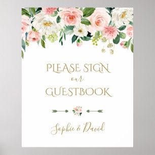 Blush Flowers Wedding Please Sign Our Guestbook