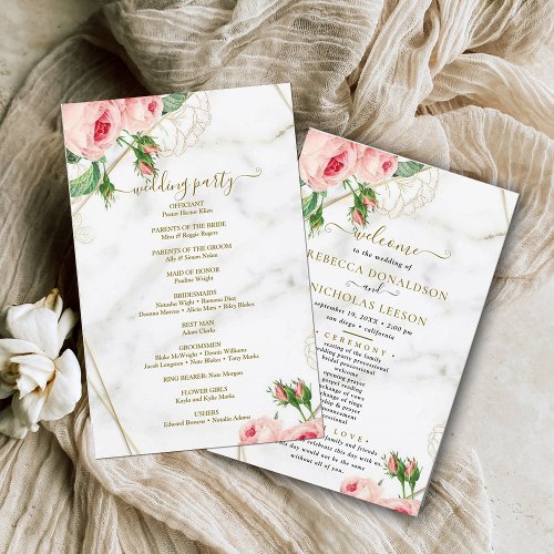 Blush Flowers Wedding Program