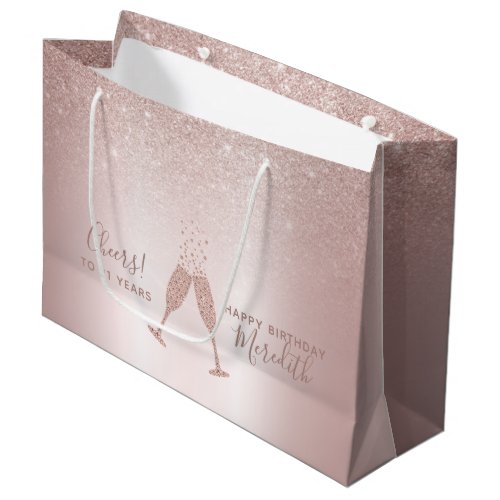 Blush Foil Champagne Toast 21st Birthday Large Gift Bag