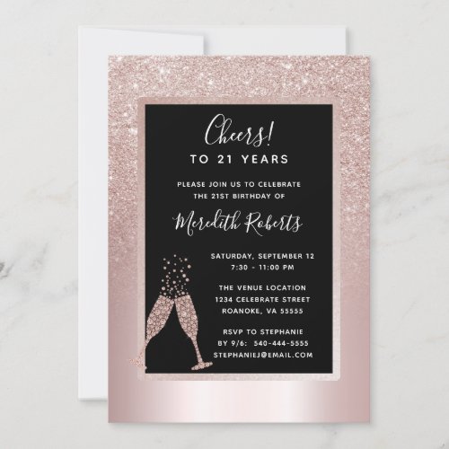 Blush Foil Ombre 21st Birthday Party Invitation