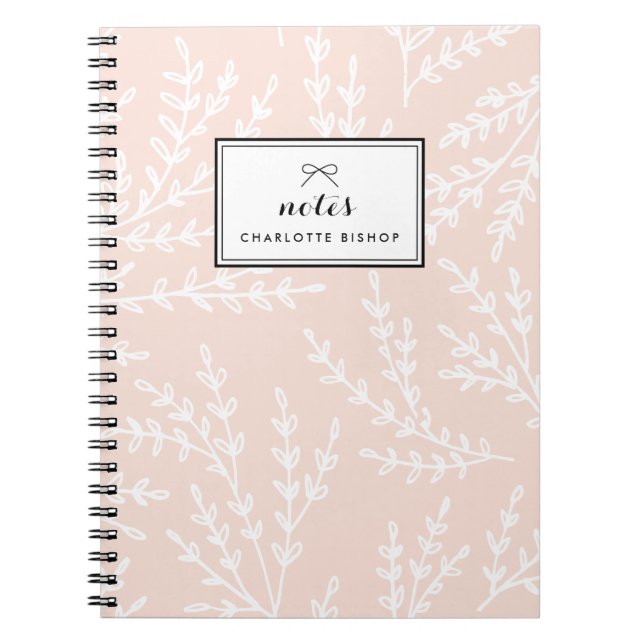 Blush Foliage Pattern Personalized Notebook (Front)