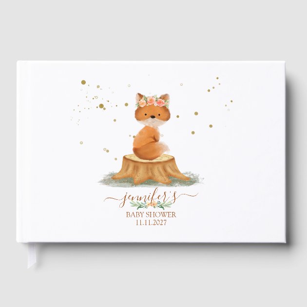 Blush Fox Baby Shower Modern Guest Book
