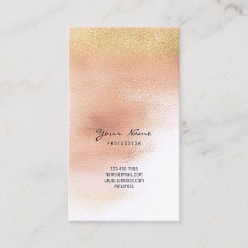 Blush Foxier Gold Glitter Peach Pastel Ombre Glass Business Card
