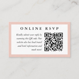 Blush Frame Online Wedding RSVP with QR code Enclosure Card