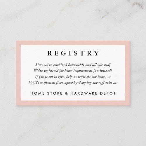 Blush Frame Wedding Registry Card