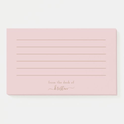 Blush From the Desk of Custom Lined Horizontal Post_it Notes