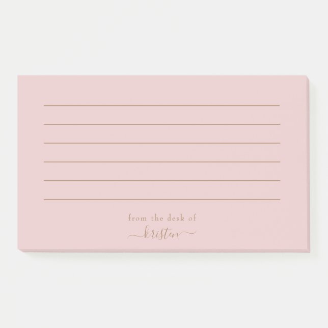 Blush From the Desk of Custom Lined Horizontal Post-it Notes (Front)