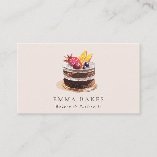 BLUSH FRUIT FLORAL CAKE PATISSERIE CUPCAKE BAKERY BUSINESS CARD