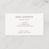 BLUSH FRUIT FLORAL CAKE PATISSERIE CUPCAKE BAKERY BUSINESS CARD (Back)
