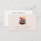 BLUSH FRUIT FLORAL CAKE PATISSERIE CUPCAKE BAKERY BUSINESS CARD (Front/Back)
