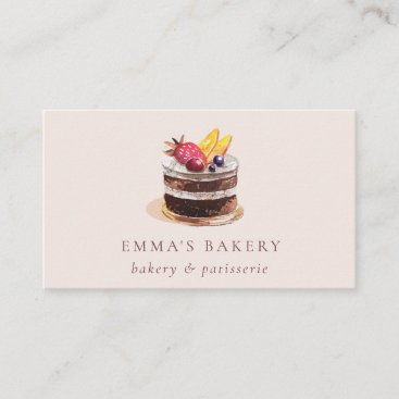 BLUSH FRUIT FLORAL CAKE PATISSERIE CUPCAKE BAKERY BUSINESS CARD