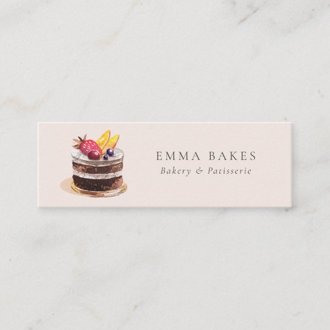 BLUSH FRUIT FLORAL CAKE PATISSERIE CUPCAKE BAKERY MINI BUSINESS CARD (Front)