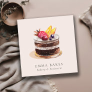 Blush Fruit Floral Cake Patisserie Cupcake Bakery Square Business Card at Zazzle