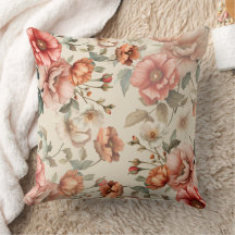 Blush Garden Bloom | Vintage Floral Throw Pillow
