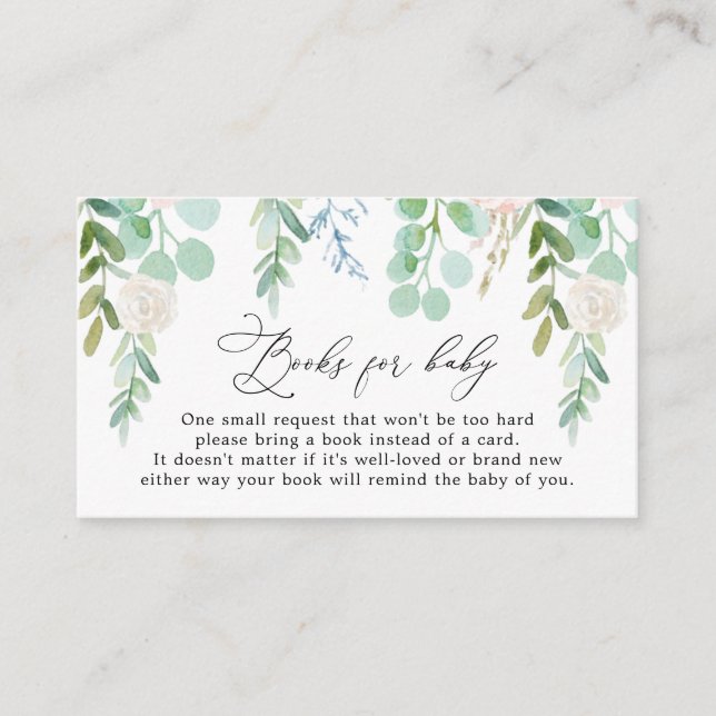 Blush Garden Books For Baby Baby Shower Card (Front)
