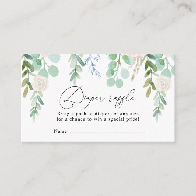 Blush Garden Diaper Raffle Baby Shower Card (Front)