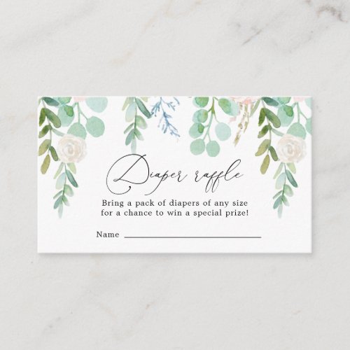 Blush Garden Diaper Raffle Baby Shower Card